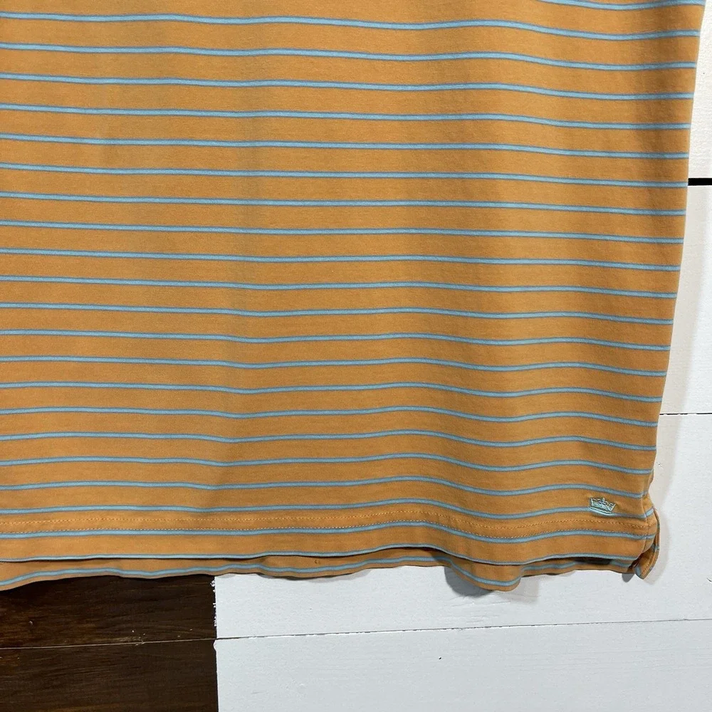 Peter Millar Polo Shirt Men's Large Orange Blue Striped‎ Cotton